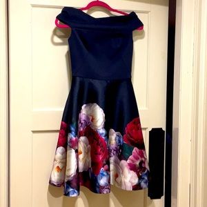 Ted Baker Off the shoulder peony skirt dress Size 1